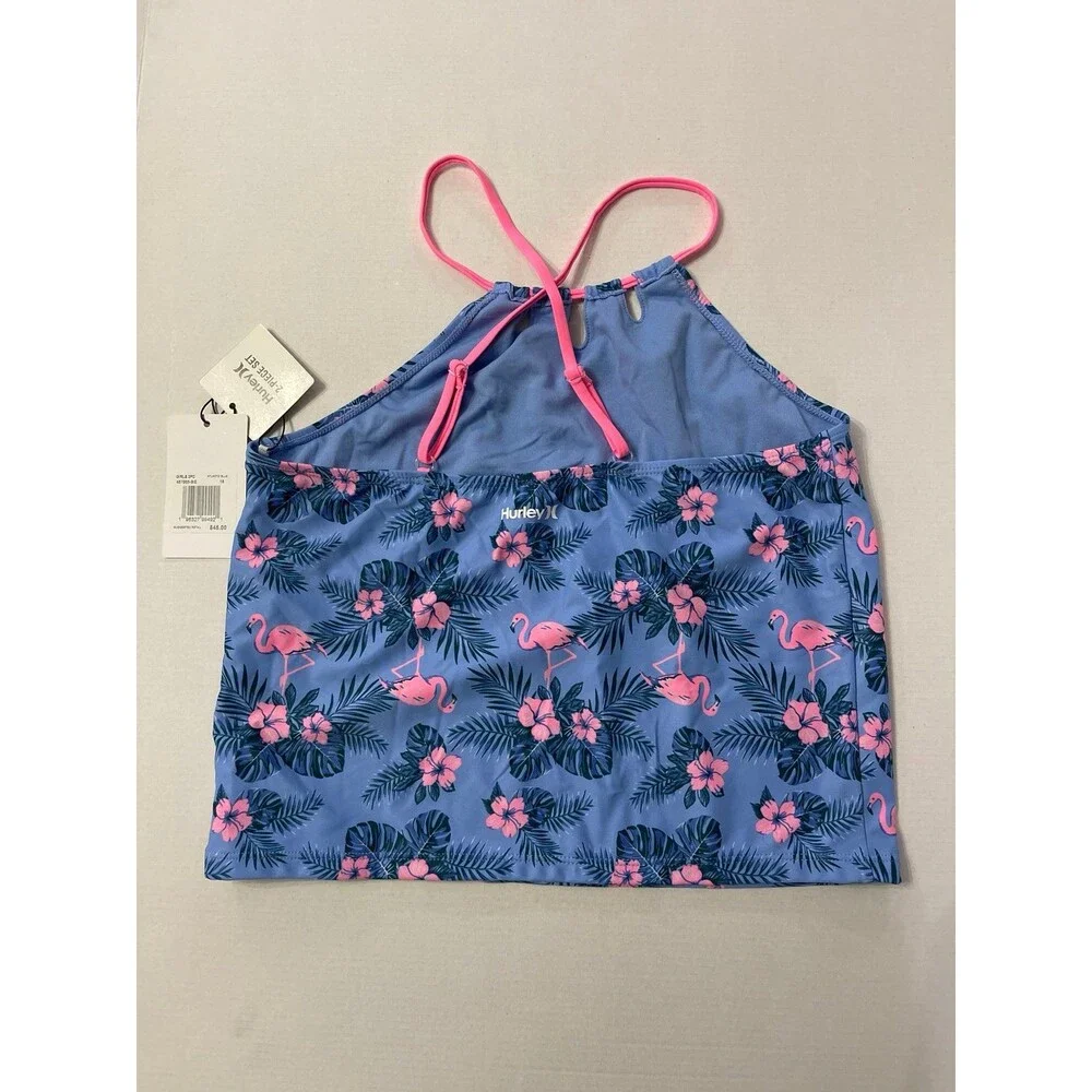 Hurley Tri-Cutout Tankini Swimsuit Atlantic Blue Size 16 New With Tags